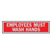 HY-KO 443 Princess Sign, Rectangular, EMPLOYEES MUST WASH HANDS, Gray Legend, Red Background, Aluminum 10 Pack 