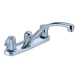 DELTA Classic Series 2100LF Kitchen Faucet, 1.8 gpm, Brass, Chrome Plated, Deck Mounting, Wrist Blade Handle 