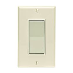 Leviton C36-05671-02T Rocker Switch with Wallplate, 12 A, 120/277 V, SPST, Lead Wire Terminal, Light Almond 