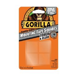 Gorilla Tough & Clear 6067202 Mounting Tape, 1 in L, 1 in W, Clear 
