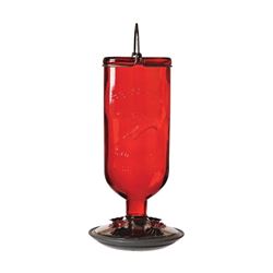 Perky-Pet 8109-2 Bird Feeder, 16 oz, 4-Port/Perch, Glass/Metal, Red, 10.6 in H, Pack of 2 