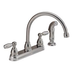 DELTA Peerless Claymore Series P299575LF-SS Kitchen Faucet, 1.8 gpm, 2-Faucet Handle, Stainless Steel, Deck Mounting 
