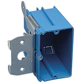Carlon B121ADJ New Work Outlet Box, 1 -Gang, PVC, Blue, Bracket Mounting
