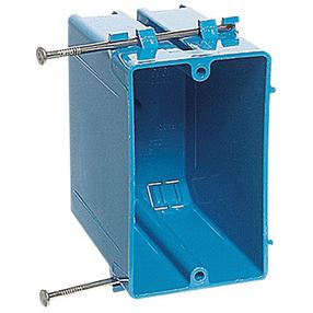 Carlon B122A-UPC Outlet Box, 1 -Gang, PVC, Blue, Nail Mounting