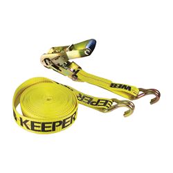 Keeper 04622 Tie-Down, 2 in W, 27 ft L, Polyester, Yellow, 3333 lb, J-Hook End Fitting 
