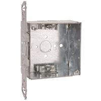 Raco 8240 Switch Box, 2-Gang, 4-Knockout, 1/2, 3/4 in, Steel, Gray, Bracket 