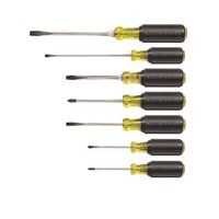 Klein Tools 85076 General Purpose Screwdriver Set, 7-Piece, Steel, Chrome, Black, Specifications: Round, Square Shank
