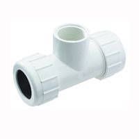 NDS CPT-0500-T Pipe Tee, 1/2 in, Compression x FNPT, PVC, White, SCH 40 Schedule, 150 psi Pressure 