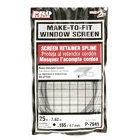 Make-2-Fit P 7941 Screen Retainer Spline, 0.185 in D, 25 ft L, Vinyl, Gray, Round 