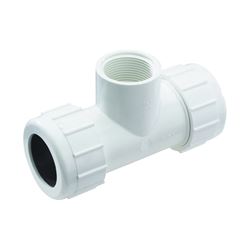 NDS CPT-1000-T Pipe Tee, 1 in, Compression x FNPT, PVC, White, SCH 40 Schedule, 150 psi Pressure 