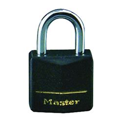 Master Lock 141T Padlock, Keyed Alike Key, 1/4 in Dia Shackle, Steel Shackle, Brass Body, 1-9/16 in W Body 