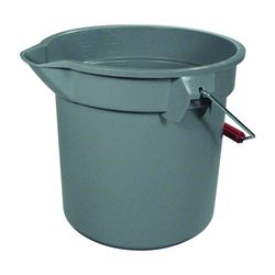 Rubbermaid Roughneck 261400GRAY Bucket with Pour Spout, 14 qt Capacity, 12 in Dia, Polyethylene, Gray, Pack of 6 