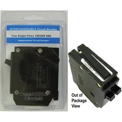 CONNECTICUT ELECTRIC ICBQ1515 Circuit Breaker, Twin, Type QP, 15/15 A, 2 -Pole, 120/240 V, Plug Mounting 