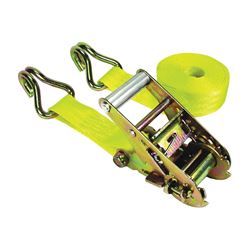 Keeper 05519 Tie-Down, 1-3/4 in W, 15 ft L, Polyester, Yellow, 1666 lb, J-Hook End Fitting 