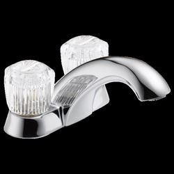 DELTA Classic Series 2502LF Bathroom Faucet, 1.2 gpm, 2-Faucet Handle, Brass, Chrome Plated, Knob Handle, Rigid Spout 