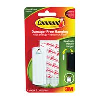 Command 17040 Picture Hanger, 5 lb, Plastic, White, Adhesive Strip Mounting 