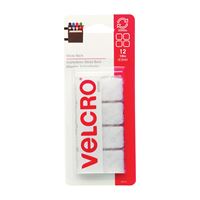 VELCRO Brand 90073 Fastener, 7/8 in W, 7/8 in L, Nylon, White, Rubber Adhesive 