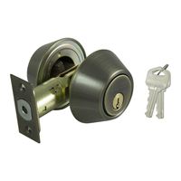 ProSource DB82V-PS Deadbolt, 3 Grade, Antique Brass, 2-3/8 to 2-3/4 in Backset, KW1 Keyway, 1-3/8 to 1-3/4 in Thick Door, Pack of 3 