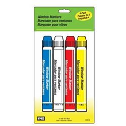 Hy-Ko 40613 Window Marker, Non-Toxic, Rain-Resistant, Blue/Red/White/Yellow, Pack of 3 