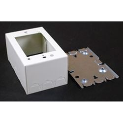 Wiremold V5747 Receptacle Box, 1 -Gang, 2 -Knockout, 1/2 in Knockout, Steel, Ivory, Surface Mounting 