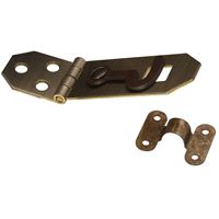 National Hardware V1828 Series N211-920 Hasp with Hook, 2-3/4 in L, 3/4 in W, Brass, Antique Brass 