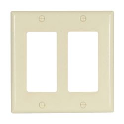 Eaton Wiring Devices 2152LA-BOX Wallplate, 4-1/2 in L, 4.56 in W, 2 -Gang, Thermoset, Light Almond, High-Gloss 