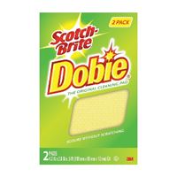 Scotch-Brite Dobie 722-6 All-Purpose Pad, 4-3/8 in L, 2.7 in W, 0.6 in Thick, Polyester/Polyurethane, Pale Yellow 