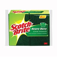 Scotch-Brite 426 Scrub Sponge, 4-1/2 in L, 2.7 in W, 0.6 in Thick, Cellulose/Synthetic Fiber, Green 