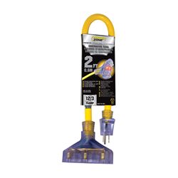 PowerZone ORADL611802 Contractor Cord, 12 AWG Cable, 2 ft L, 15 A, 125 V, Yellow 
