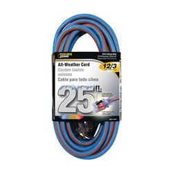 PowerZone ORC530825 Extension Cord, 12 AWG Cable, 5-15P Grounded Plug, 5-15R Grounded Receptacle, 25 ft L, 125 V 