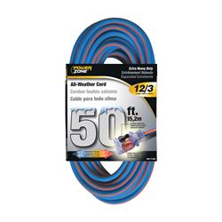 PowerZone ORC530830 Extension Cord, 12 AWG Cable, Grounded Plug, Grounded Receptacle, 50 ft L, 15 A, 125 V 