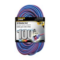 PowerZone ORC530835 Extension Cord, 12 AWG Cable, 5-15P Grounded Plug, 5-15R Grounded Receptacle, 100 ft L, 125 V 