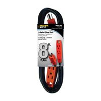 PowerZone OR890708 Extension Cord, 8 ft L, Grounded Plug, 3 -Outlet, Receptacle Outlet, 15 A, 125 V 