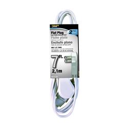 PowerZone OR920607 Extension Cord, 16 AWG Cable, 7 ft L, 13 A, 125 V, White 