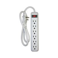 PowerZone OR801124 Power Outlet Strip, Straight Plug, 6 -Socket, 15 A, 125 V 