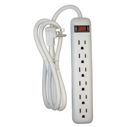 PowerZone OR801115 Power Outlet Strip, Right Angle Plug, 6 -Socket, 15 A, 125 V 