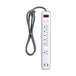 PowerZone OR525106 Surge Protector Power Strip, 125 V, 15 A, White 