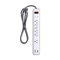 PowerZone OR525106 Surge Protector Power Strip, 125 V, 15 A, 6-Outlet, 1800 Joules Energy, White 