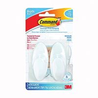 Command BATH18-ES Bath Hook, Plastic, Frosted 