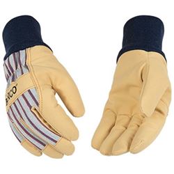 Kinco 1927KW-Y Protective Gloves with Kint Wirst, Wing Thumb, Knit Wrist Cuff, Tan 