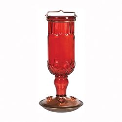 Perky-Pet 8119-2 Bird Feeder, 24 oz, 4-Port/Perch, Glass, Red, 11-1/2 in H, Pack of 2 