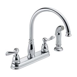 Delta Windemere Series 21996LF Kitchen Faucet with Side Sprayer, 1.8 gpm, 2-Faucet Handle, Plastic, Chrome Plated, Deck 