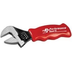 WILMAR W9108 Stubby Adjustable Wrench, 6 in OAL, 1 in Jaw, Contour Grip Handle 