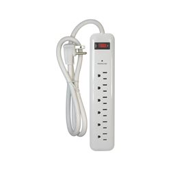 PowerZone OR802126 Surge Protector Power Strip, 125 V, 15 A, 6-Outlet, 1000 Joules Energy, White 
