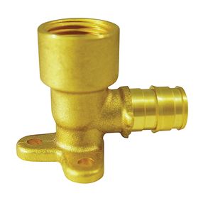 Apollo ExpansionPEX Series EPXDEE12 Drop Ear Pipe Elbow, 1/2 in, Barb x FNPT, 90 deg Angle, Brass, 200 psi Pressure