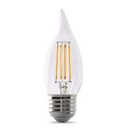 Feit Electric BPEFC60/927CA/FIL LED Bulb, Decorative, Flame Tip Lamp, 60 W Equivalent, E26 Lamp Base, Dimmable, Clear 