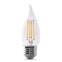 Feit Electric BPEFC60/950CA/FIL LED Bulb, Decorative, Flame Tip Lamp, 60 W Equivalent, E26 Lamp Base, Dimmable, Clear 