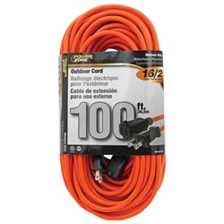 PowerZone OR481635 Outdoor Extension Cord, 16 AWG Wire, 100 ft L, Orange Sheath 