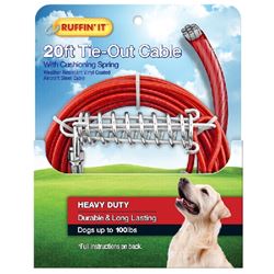 RUFFINIT 29220 Cable Tie-Out with Cushioning Spring, Heavy-Duty, Swivel Snap End, 20 ft L Belt/Cable, Steel, Red 
