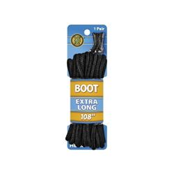 Shoe Gear 1N312-38 Boot Lace, Round, Black, 108 in L 